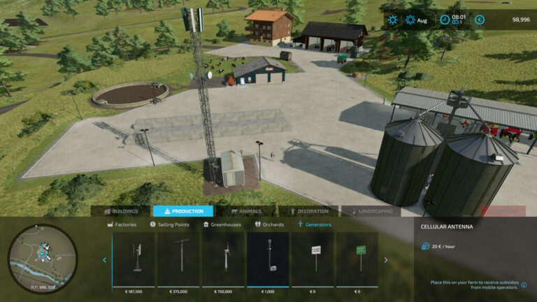 Farming Simulator 22 – Cellular Antenna “Income per hour 20 € subsidies from mobile operators”