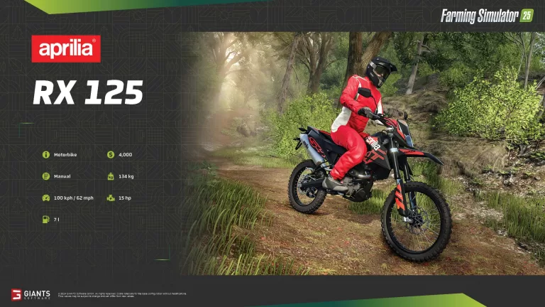 Farming Simulator 25 – Fact Sheet #9 – Aprilia Motorbike, Claas Jaguar 990 and more…